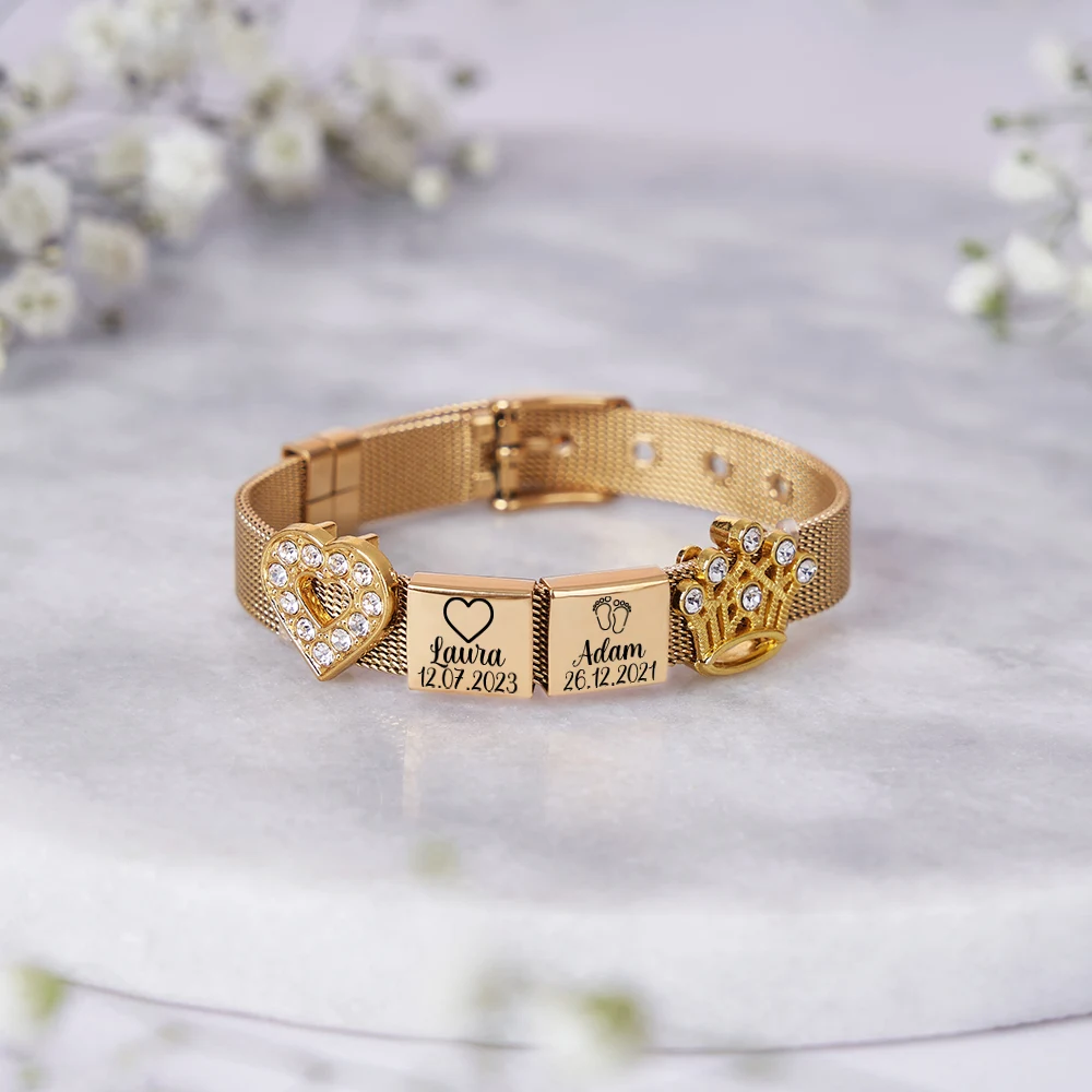 Bracciale ARIA con due ciondoli incisi